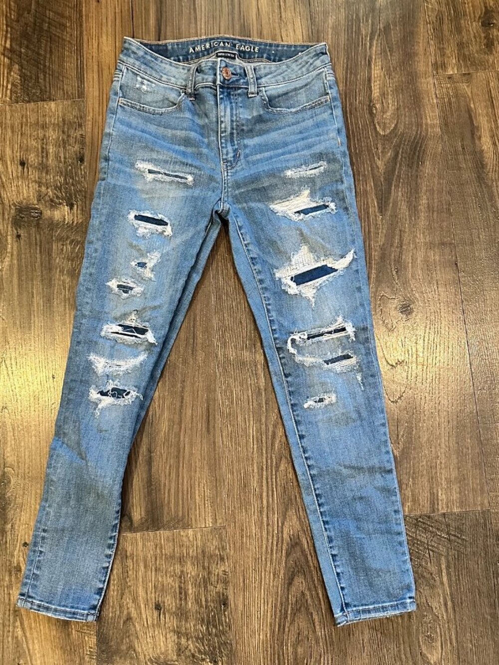 GUC Women's American Eagle Jeans Hi Rise Jegging Distressed Crop Skinny Jeans